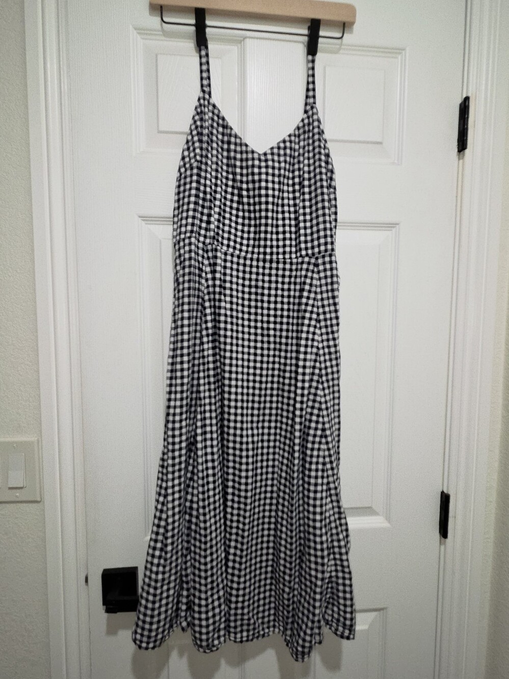 GAP Black and White Gingham Spaghetti Strap Dress